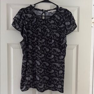 Women's Black and White Paisley Top LOFT